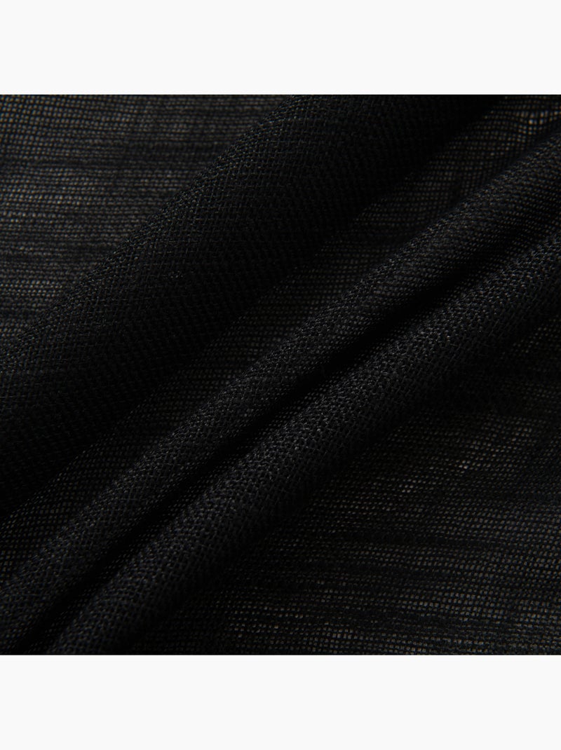 Rideau ajustable + 8 anneaux pinces – effet lin evasion Noir - Kiabi