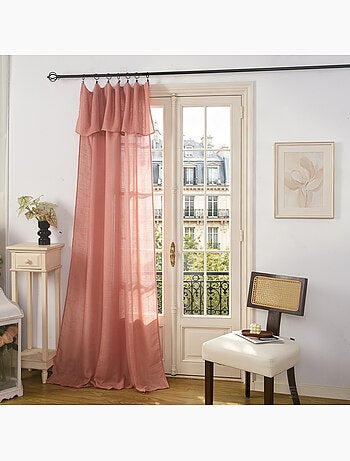 Rideau ajustable + 8 anneaux pinces – effet lin evasion