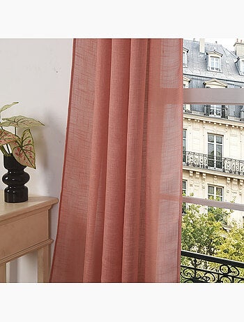 Rideau ajustable + 8 anneaux pinces – effet lin evasion