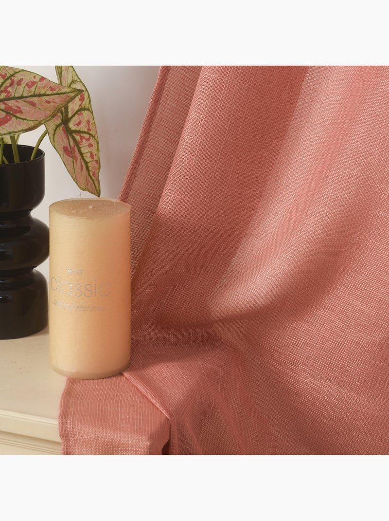 Rideau ajustable + 8 anneaux pinces – effet lin evasion Rose - Kiabi