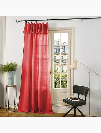 Rideau ajustable + 8 anneaux pinces – effet lin evasion