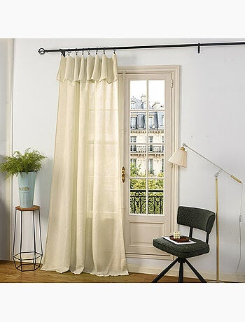 Rideau ajustable + 8 anneaux pinces – effet lin evasion