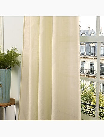 Rideau ajustable + 8 anneaux pinces – effet lin evasion