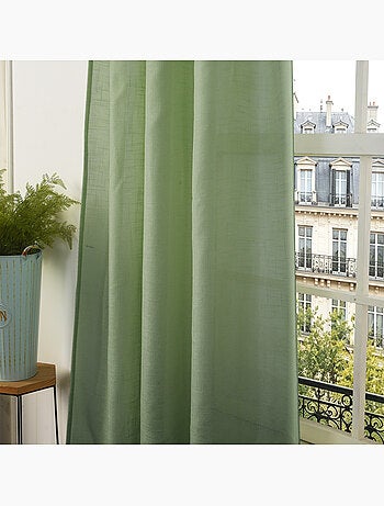 Rideau ajustable + 8 anneaux pinces – effet lin evasion