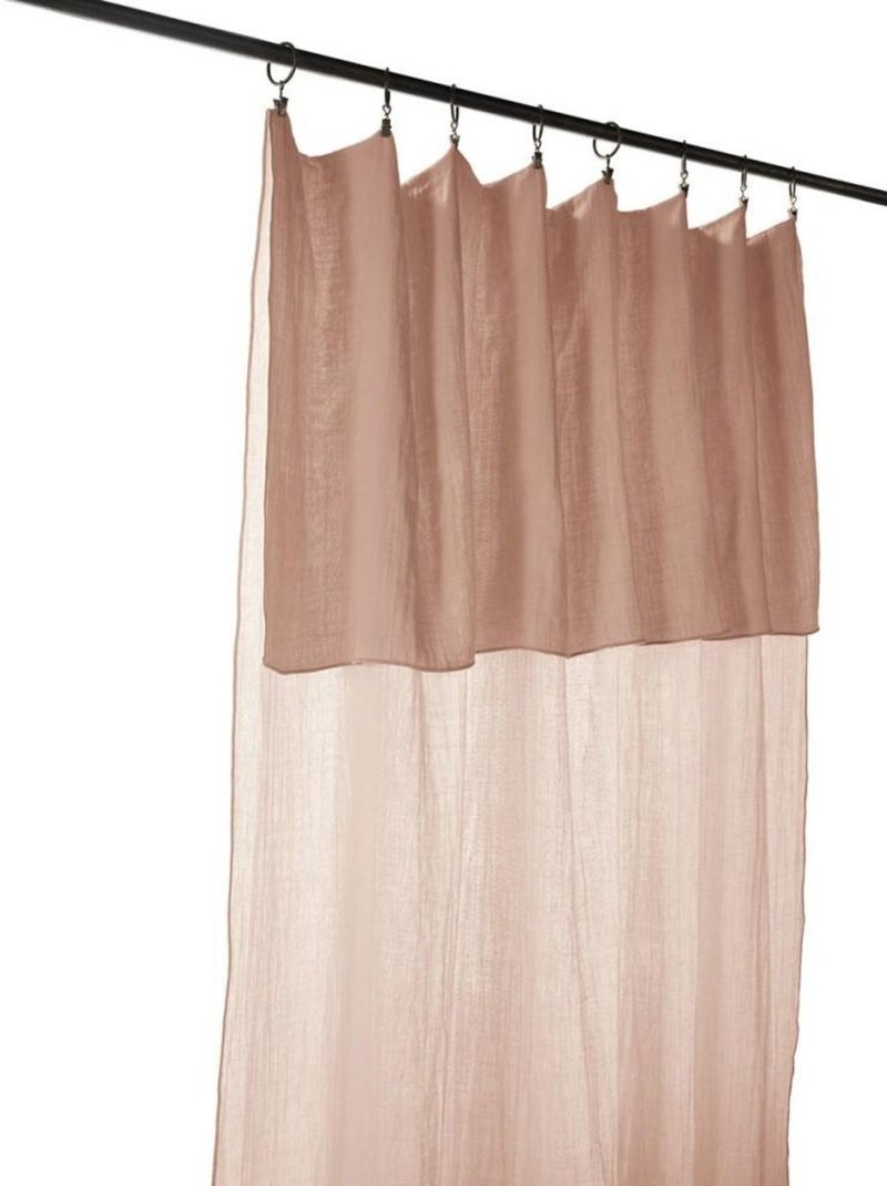 Rideau ajustable avec 8 anneaux pince 140x300 Gaze de coton guimauve Rose - Kiabi