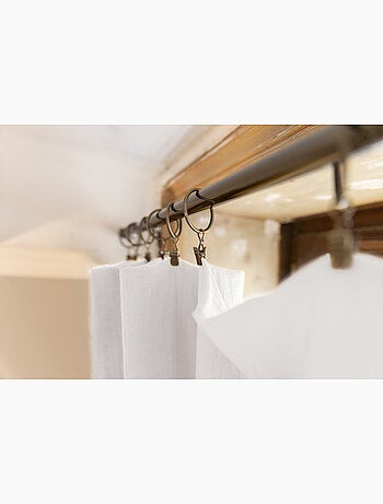 Rideau Ajustable Double Gaze de Coton avec 8 Anneaux Pince GAÏA – Hauteur Modulable