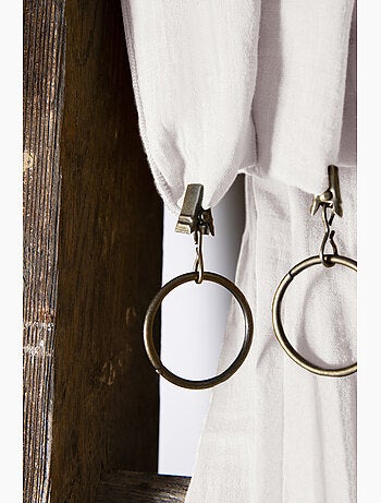 Rideau Ajustable Double Gaze de Coton avec 8 Anneaux Pince GAÏA – Hauteur Modulable