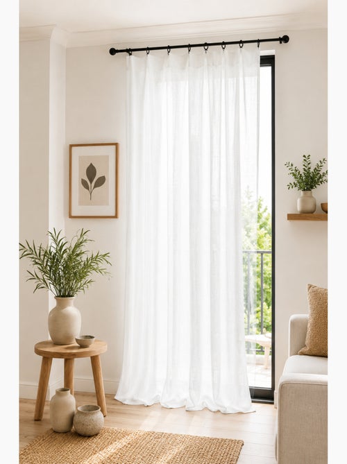 Rideau Ajustable Double Gaze de Coton avec 8 Anneaux Pince GAÏA – Hauteur Modulable - Kiabi