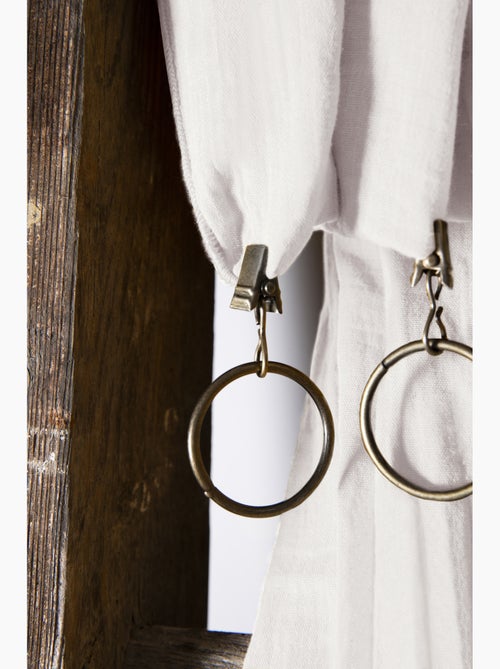 Rideau Ajustable Double Gaze de Coton avec 8 Anneaux Pince GAÏA – Hauteur Modulable - Kiabi