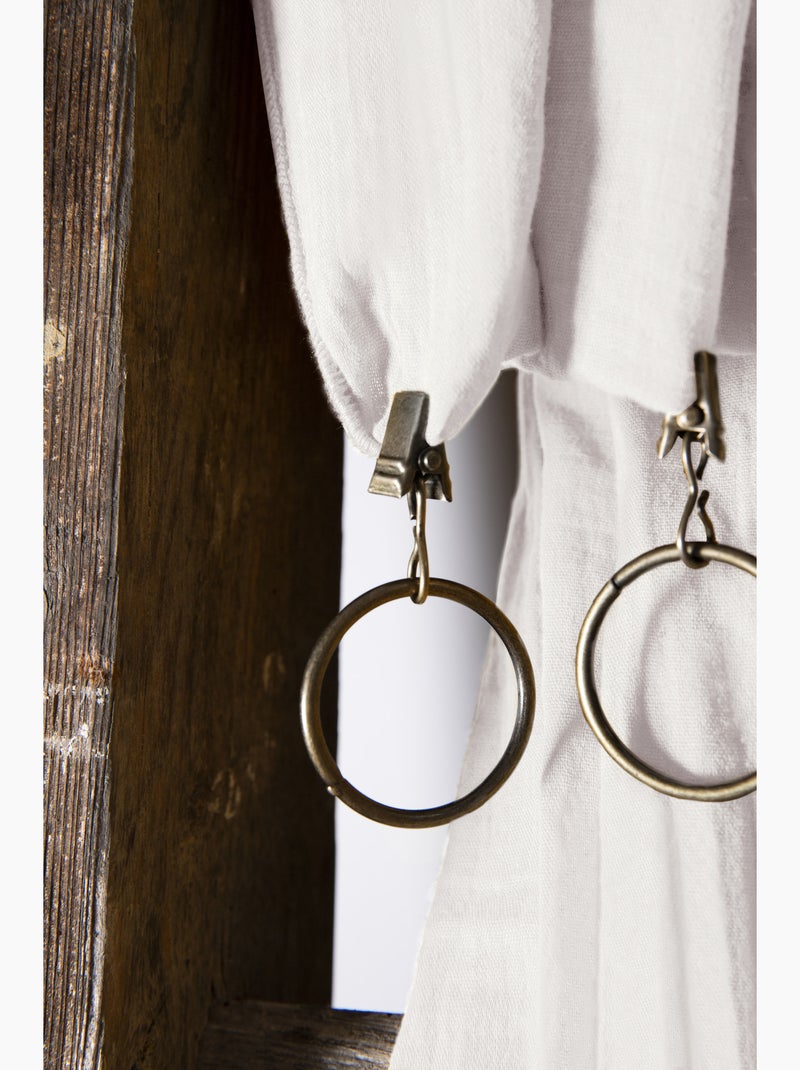 Rideau Ajustable Double Gaze de Coton avec 8 Anneaux Pince GAÏA – Hauteur Modulable Blanc - Kiabi