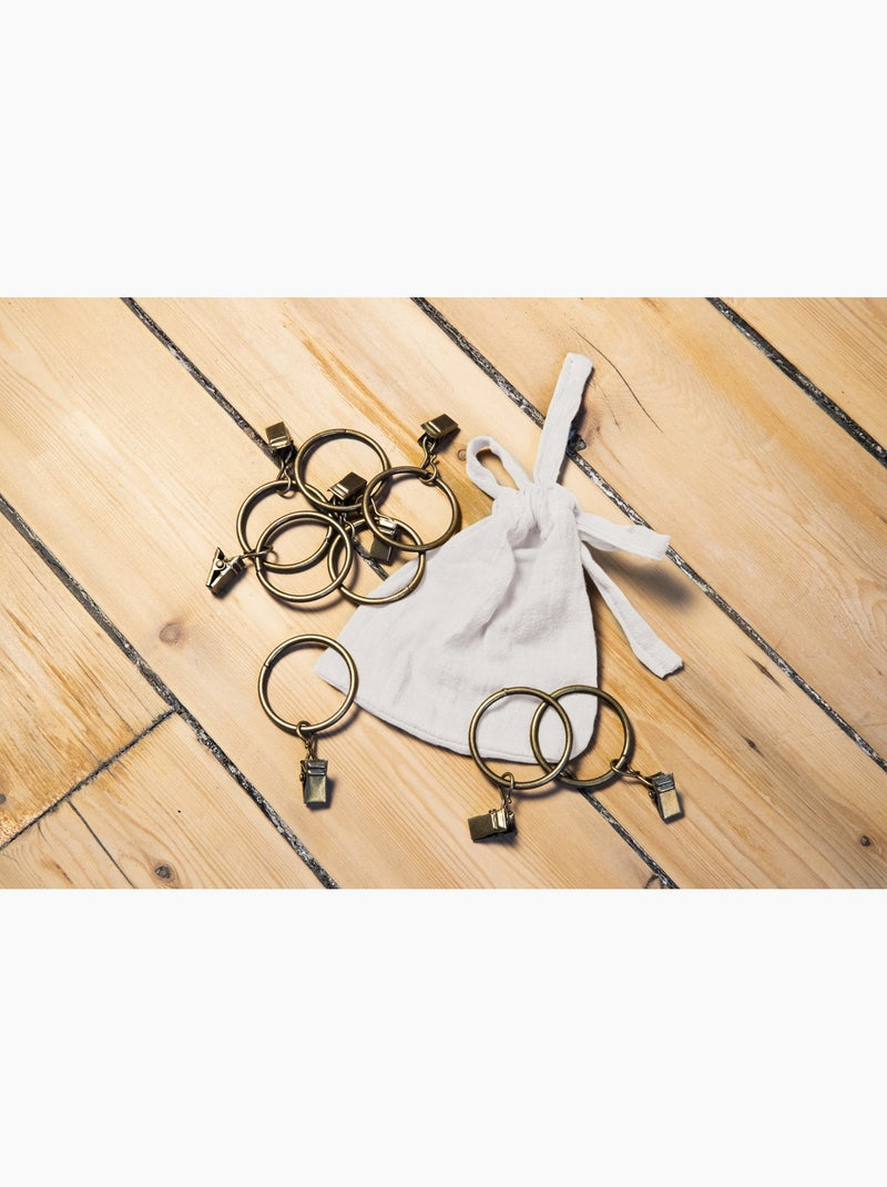 Rideau Ajustable Double Gaze de Coton avec 8 Anneaux Pince GAÏA – Hauteur Modulable Blanc - Kiabi