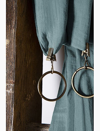Rideau Ajustable Double Gaze de Coton avec 8 Anneaux Pince GAÏA – Hauteur Modulable