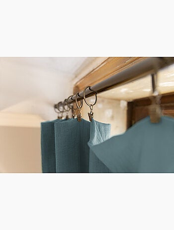 Rideau Ajustable Double Gaze de Coton avec 8 Anneaux Pince GAÏA – Hauteur Modulable