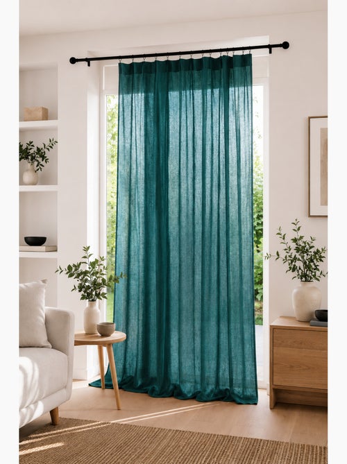 Rideau Ajustable Double Gaze de Coton avec 8 Anneaux Pince GAÏA – Hauteur Modulable - Kiabi