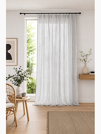 Rideau Ajustable Double Gaze de Coton avec 8 Anneaux Pince GAÏA – Hauteur Modulable