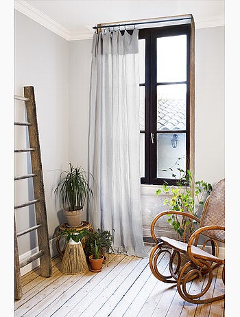 Rideau Ajustable Double Gaze de Coton avec 8 Anneaux Pince GAÏA – Hauteur Modulable