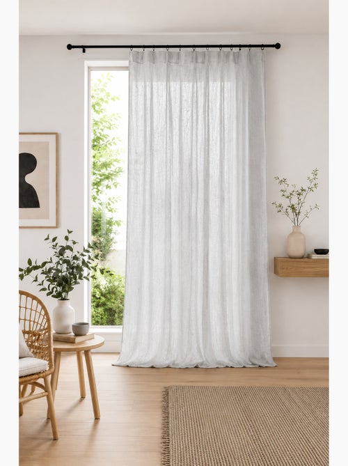 Rideau Ajustable Double Gaze de Coton avec 8 Anneaux Pince GAÏA – Hauteur Modulable - Kiabi