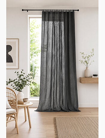 Rideau Ajustable Double Gaze de Coton avec 8 Anneaux Pince GAÏA – Hauteur Modulable
