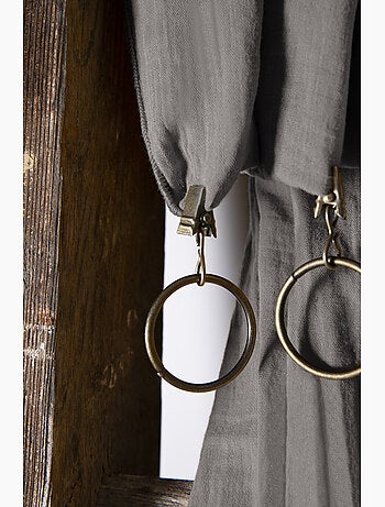 Rideau Ajustable Double Gaze de Coton avec 8 Anneaux Pince GAÏA – Hauteur Modulable