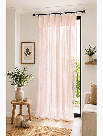 Rideau Ajustable Double Gaze de Coton avec 8 Anneaux Pince GAÏA – Hauteur Modulable