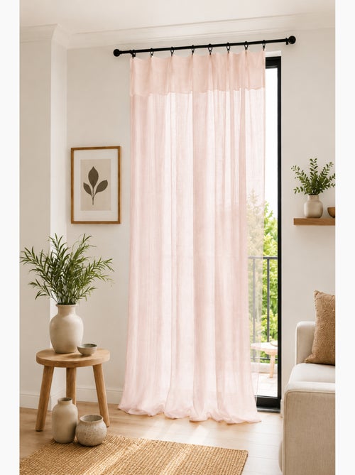 Rideau Ajustable Double Gaze de Coton avec 8 Anneaux Pince GAÏA – Hauteur Modulable - Kiabi