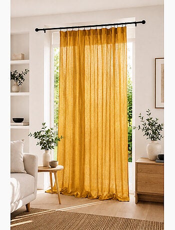 Rideau Ajustable Double Gaze de Coton avec 8 Anneaux Pince GAÏA – Hauteur Modulable