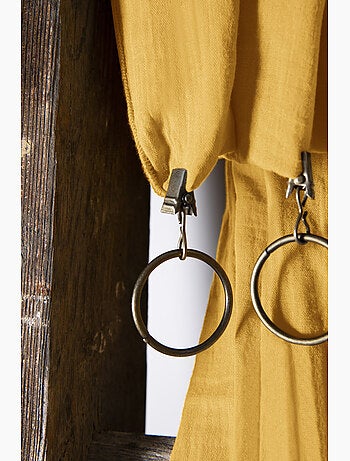 Rideau Ajustable Double Gaze de Coton avec 8 Anneaux Pince GAÏA – Hauteur Modulable