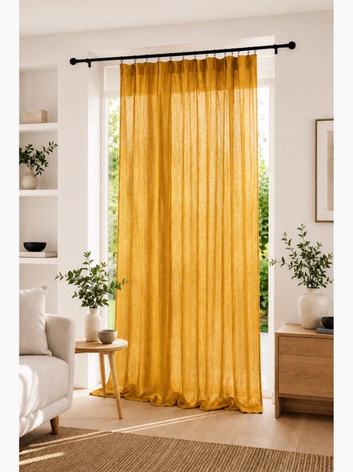 Rideau Ajustable Double Gaze de Coton avec 8 Anneaux Pince GAÏA – Hauteur Modulable - Kiabi
