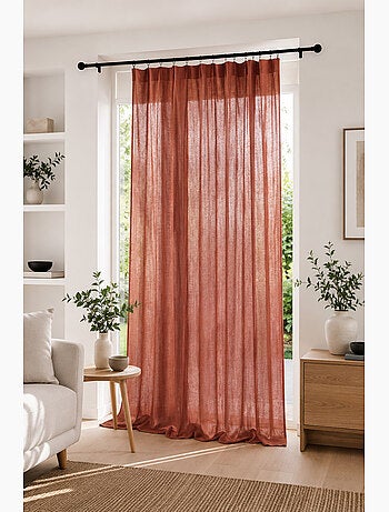 Rideau Ajustable Double Gaze de Coton avec 8 Anneaux Pince GAÏA – Hauteur Modulable