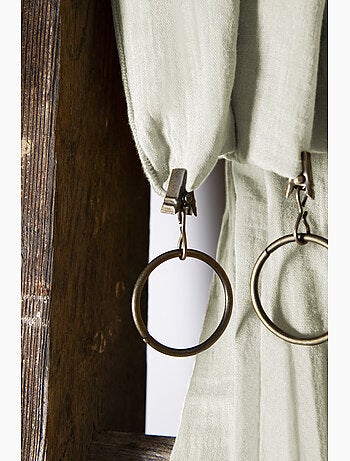 Rideau Ajustable Double Gaze de Coton avec 8 Anneaux Pince GAÏA – Hauteur Modulable