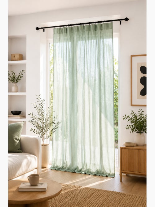 Rideau Ajustable Double Gaze de Coton avec 8 Anneaux Pince GAÏA – Hauteur Modulable - Kiabi
