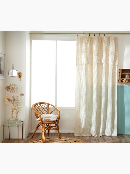 Rideau ajustable double gaze de coton vichie - Kiabi Rideau ajustable double gaze de coton vichie - Kiabi
