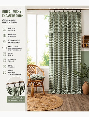 Rideau Ajustable Double Gaze de Coton VICHIE