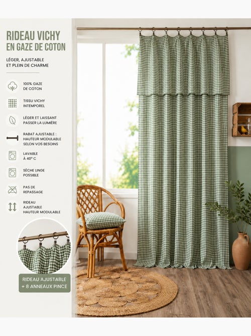 Rideau Ajustable Double Gaze de Coton VICHIE - Kiabi