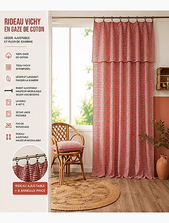 Rideau Ajustable Double Gaze de Coton VICHIE