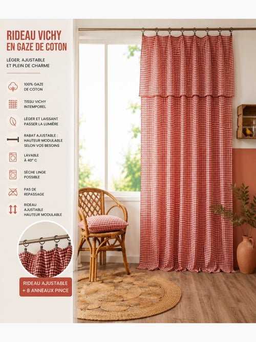 Rideau Ajustable Double Gaze de Coton VICHIE - Kiabi