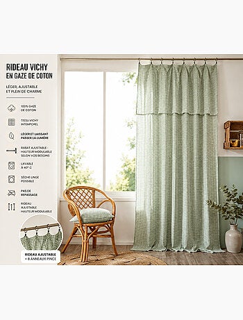 Rideau Ajustable Double Gaze de Coton VICHIE