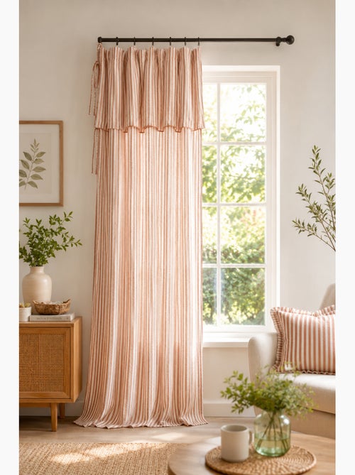 Rideau Ajustable Gaze de Coton avec 8 Anneaux – LIVIA - Kiabi