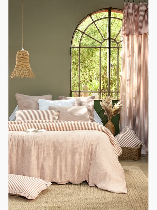 Rideau Ajustable Gaze de Coton avec 8 Anneaux – LIVIA - Kiabi
