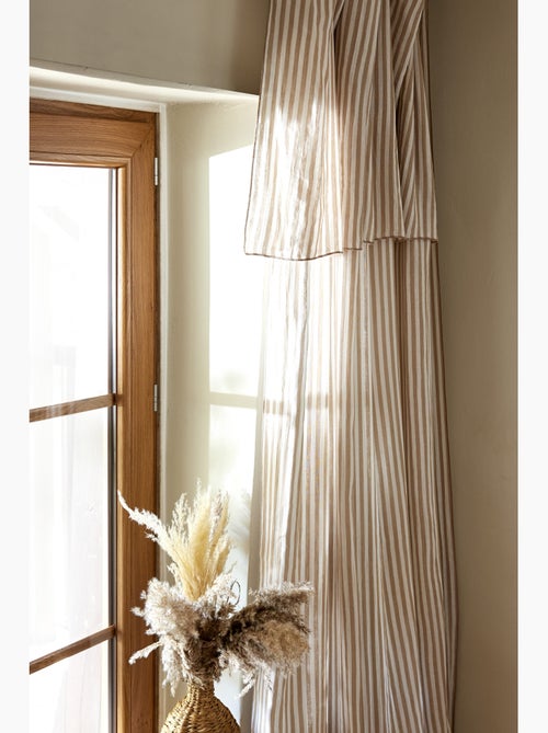 Rideau Ajustable Gaze de Coton avec 8 Anneaux – LIVIA - Kiabi