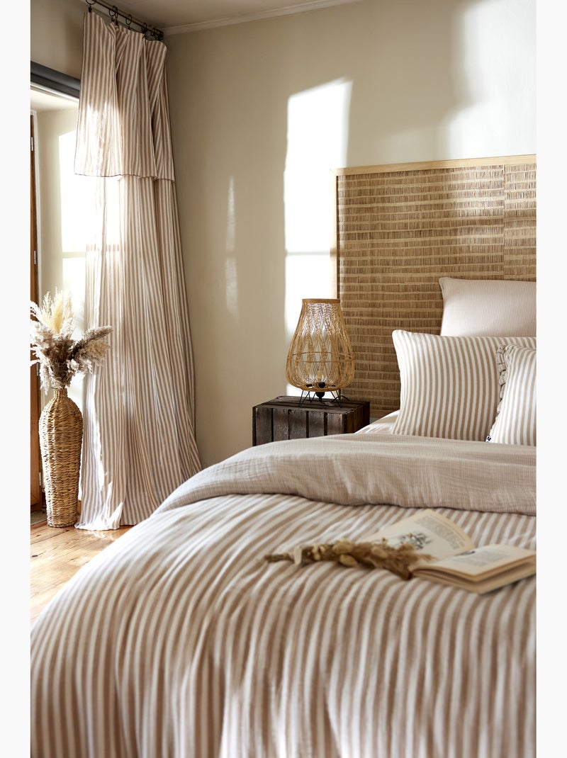 Rideau Ajustable Gaze de Coton avec 8 Anneaux – LIVIA Beige - Kiabi