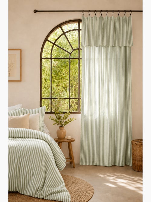 Rideau Ajustable Gaze de Coton avec 8 Anneaux – LIVIA - Kiabi