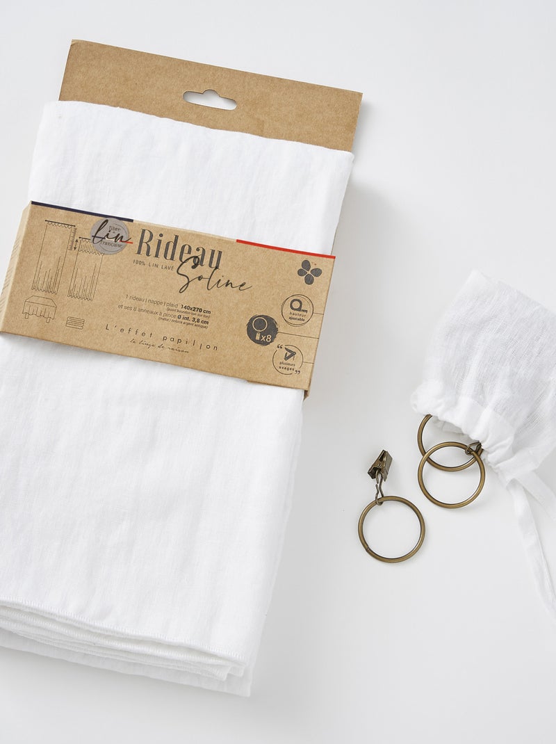 Rideau ajustable lin - Terre de Nuit Blanc - Kiabi