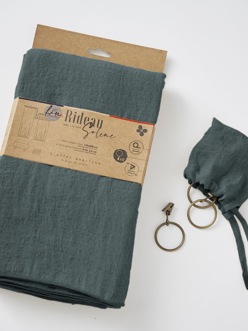 Rideau ajustable lin - Terre de Nuit Gris - Kiabi