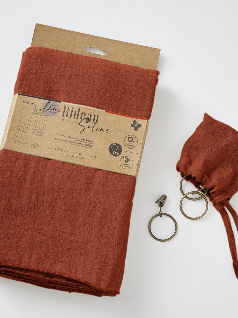 Rideau ajustable lin - Terre de Nuit Orange - Kiabi