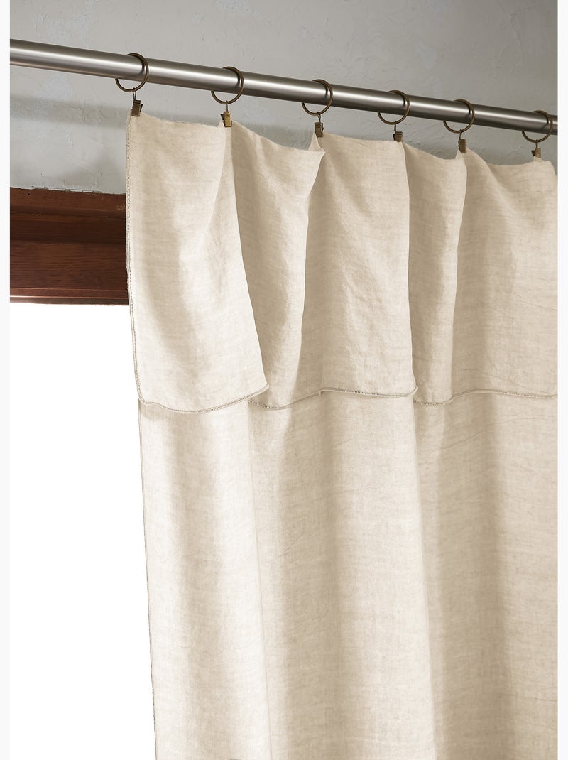 Rideau ajustable – Lyocell Uni Lysandre + 8 Anneaux Pince - Lysandre Beige naturel - Kiabi