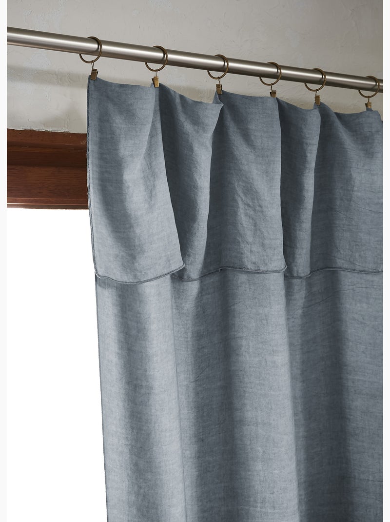 Rideau ajustable – Lyocell Uni Lysandre + 8 Anneaux Pince - Lysandre Bleu - Kiabi