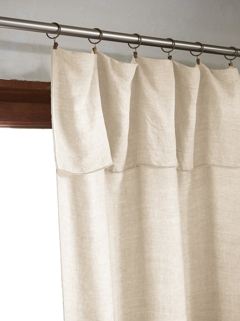 Rideau ajustable LYSANDRE + 8 anneaux pince Beige - Kiabi