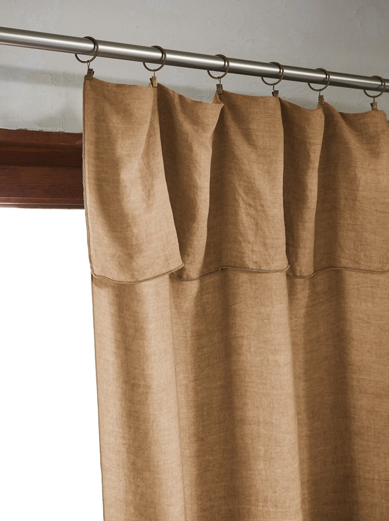 Rideau ajustable LYSANDRE + 8 anneaux pince Camel - Kiabi