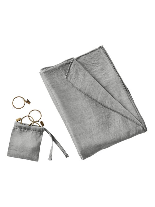 Rideau ajustable LYSANDRE + 8 anneaux pince - Kiabi